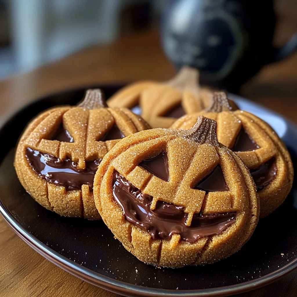 Milk Chocolate Stuffed Jack-O'-Lantern Cookies