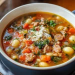 Italian Vegetable Soup with Spicy Sausage