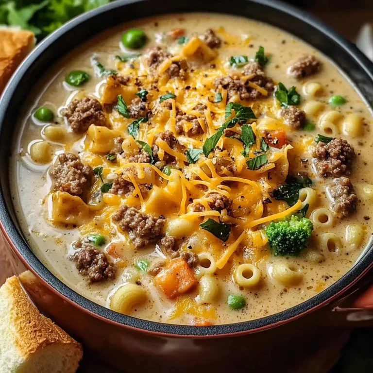 One Pot Macaroni Cheeseburger Soup