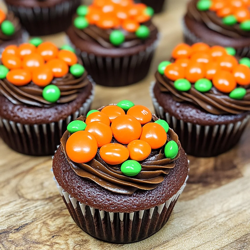 Pumpkin M&M Mini Cupcakes