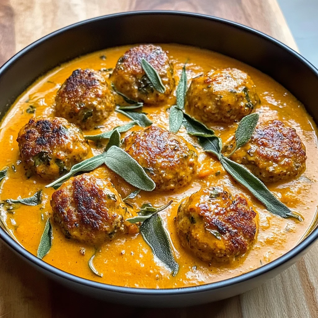 Turkey Meatballs in Pumpkin Sage Sauce