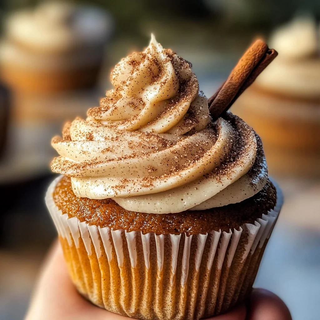 Vanilla Chai Pumpkin Latte Cupcakes with Cinnamon Brown Sugar Frosting