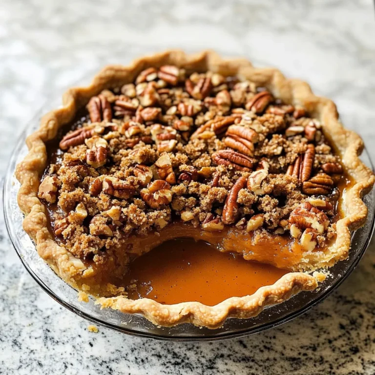 Bourbon Pumpkin Pie with a Salted Brown Butter Pecan Streusel