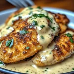 Crispy Parmesan Chicken with a Rich Garlic Sauce - Easy Dinner Idea