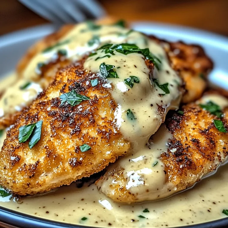Crispy Parmesan Chicken with a Rich Garlic Sauce - Easy Dinner Idea