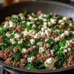Ground Beef and Spinach Skillet with Feta