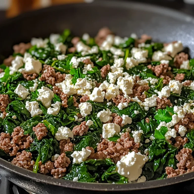 Ground Beef and Spinach Skillet with Feta