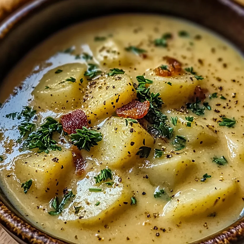 Hearty Cheddar Garlic Herb Potato Soup Recipe