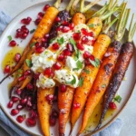 Honey Roasted Rainbow Carrots with Burrata and Pomegranate
