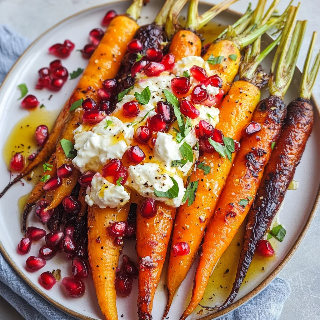 Honey Roasted Rainbow Carrots with Burrata and Pomegranate