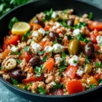 Mediterranean Keto Ground Chicken Skillet with Olives and Feta