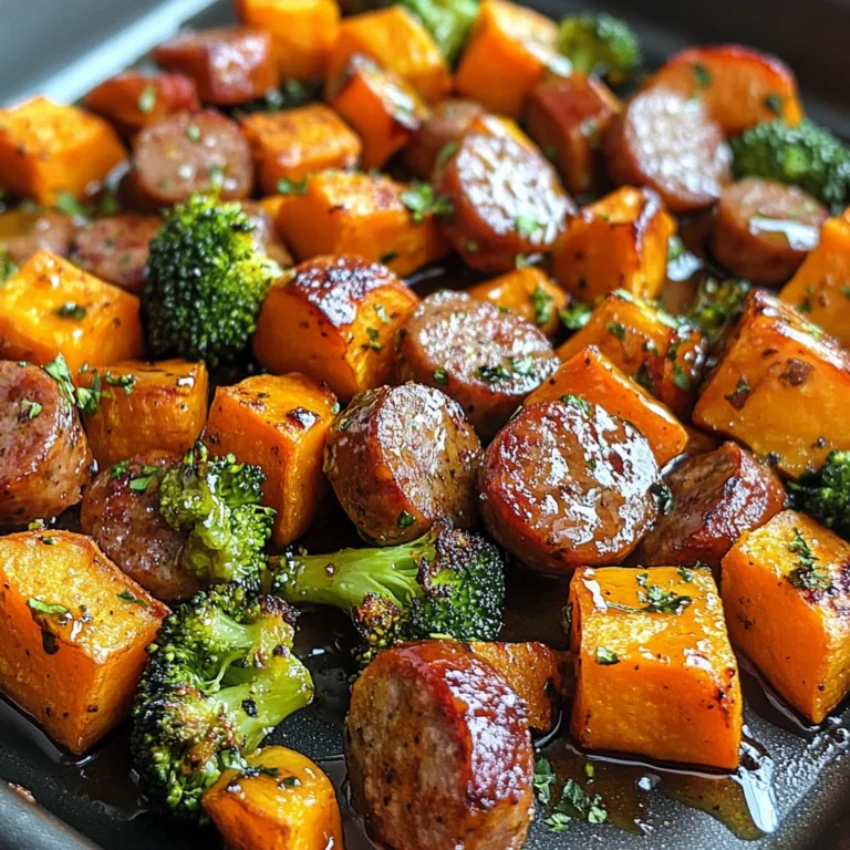 Sheet Pan Sausage and Sweet Potatoes with Honey Garlic Sauce
