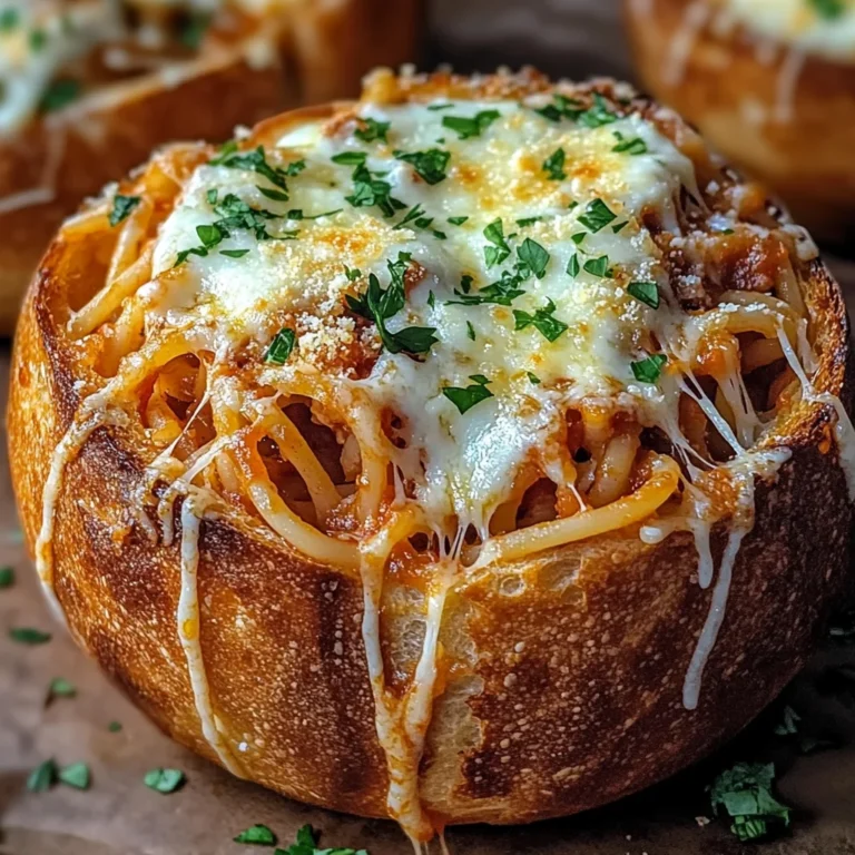 Spaghetti Garlic Bread Bowls