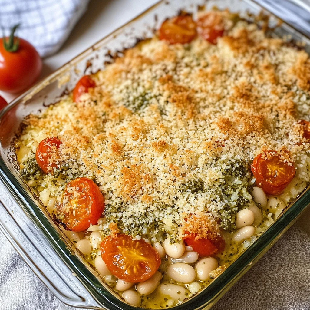White Bean and Pesto Bake